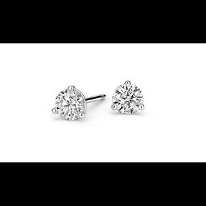 14k White Gold. 3 Ct Tw Charles & Colvard moissanite stud earrings